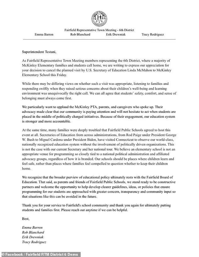 Cancellation of Linda McMahon's Visit to Connecticut School Sparks Controversy Over Education Initiative