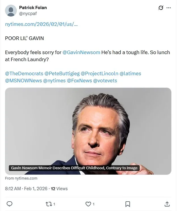 Gavin Newsom's Memoir Sparks Controversy Over Alleged Fabrication of Childhood Hardship