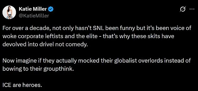 Katie Miller Condemns SNL Sketch Mocking ICE, Accuses Show of Political Bias