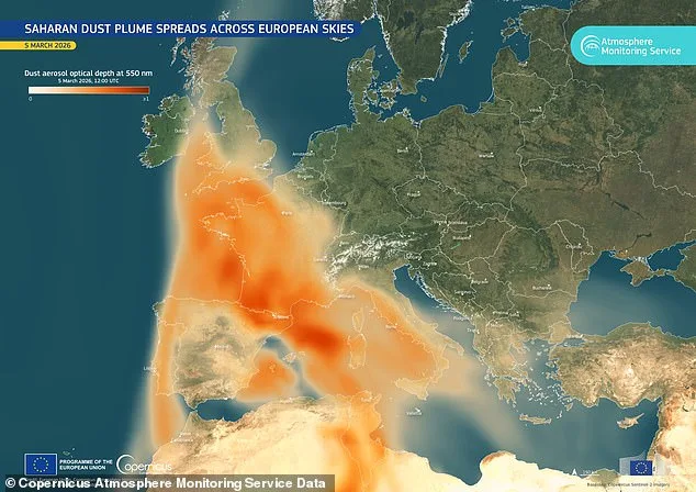 Saharan Dust Plume Brings 'Blood Rain' to UK