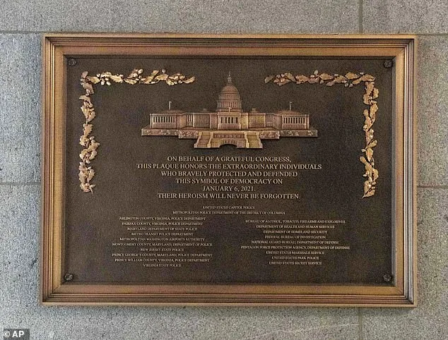 Plaque Honoring Capitol Officers Installed at Site of January 6 Violence