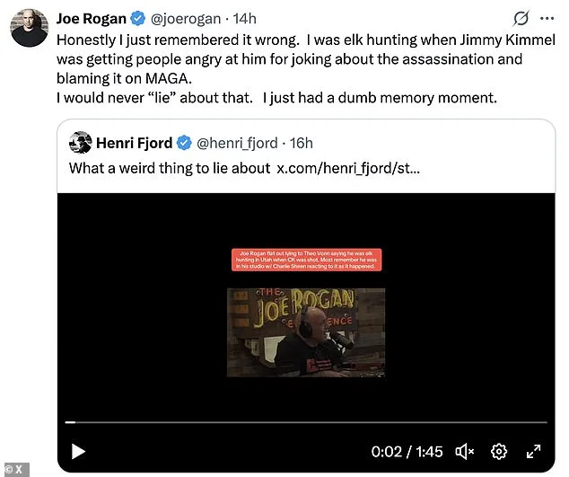 Joe Rogan Faces Backlash Over Contradictory Accounts of Being in Utah During Charlie Kirk's Assassination